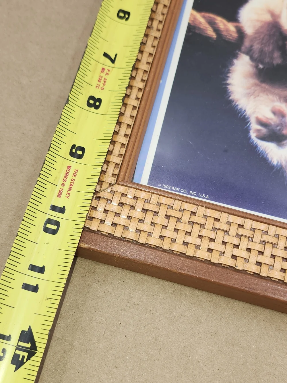 Vintage Rattan Framed Art Motivational Poster Cat Hang In There Wall Art